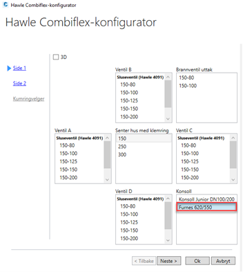 620 550-konsoll i Hawle Combiflex-konfigurator