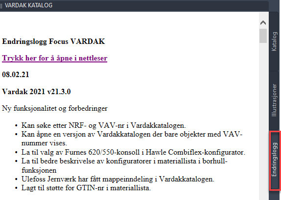 endringslogg Focus VARDAK