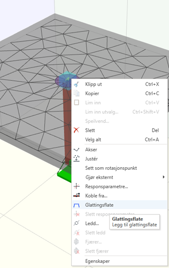 skjermbilde av focus konstruksjon som viser mulighet for å sette glattingsflater på skall